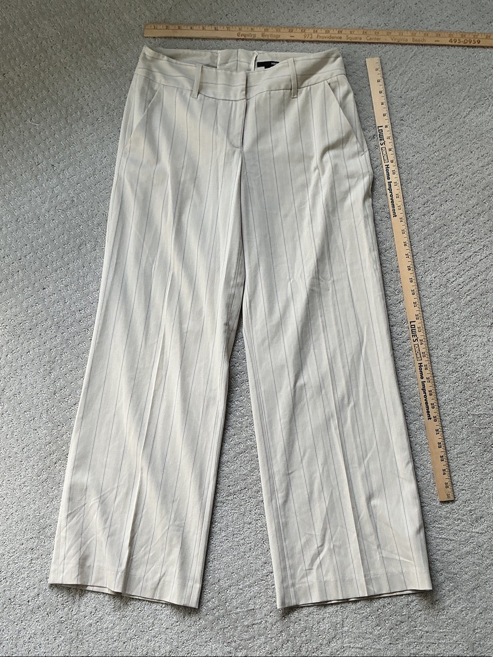 H&M Cream Wide-Leg Pinstripe Trousers